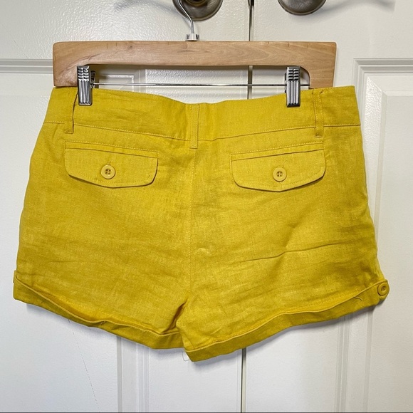 Nana Fashion Linen Blend Yellow Mustard Shorts size L - Picture 6 of 6